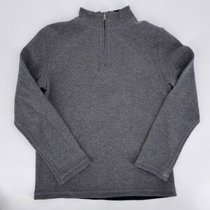 Class Club Youth Reversible Quarter Zip 100% Cotton Knit Sweater Gray Navy 10/12